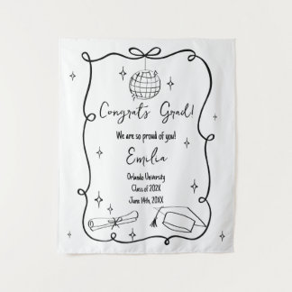 Modern doodle Graduation Welcome Sign Wandteppich