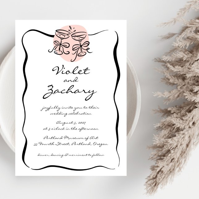 Modern Doodle Wedding Einladung (Von Creator hochgeladen)