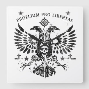 Modern Double Head Eagle Quadratische Wanduhr