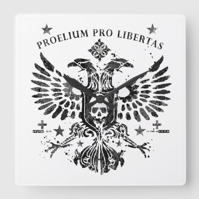 Modern Double Head Eagle Quadratische Wanduhr (Vorderseite)