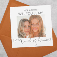 Modern Double Sided Foto von Maid of Honor Propoal