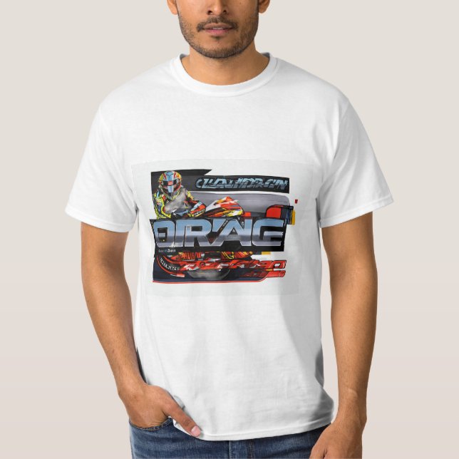 "Modern Drag Race Car Abzeichen Sticker T-Shirt" T-Shirt (Vorderseite)