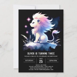 Modern Dreamy Lion Birthday Einladung