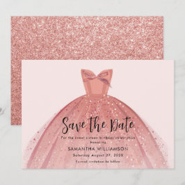 Modern Dress Sweet 16 Script Geburtstag Save The Date
