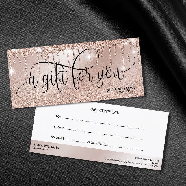 Modern Dripping Rose gold Certificate Gift Card (Von Creator hochgeladen)