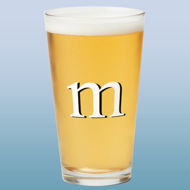 Modern Drop Shadow Monogram Urbier Glas (Simple lower case drop shadow personalized monogram initial beer glass)