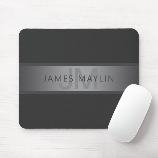 Modern Dunkelgrauer Farbverlauf Name oder Firmenna Mousepad (Mit Mouse)