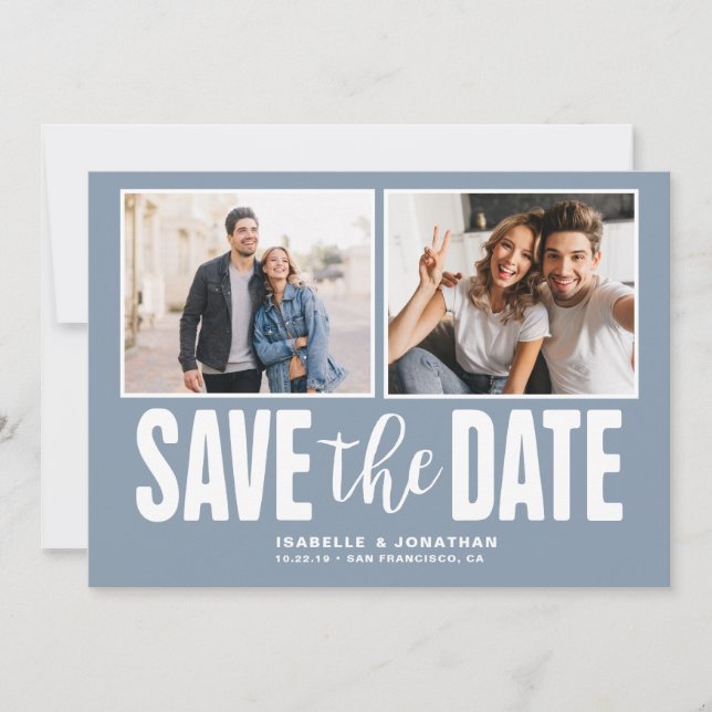 Modern Dusty Blue 2 Foto Save the Date (Vorderseite)
