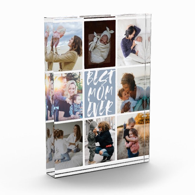 Modern Dusty Blue 8 Foto Collage Beste Mama je (Links)