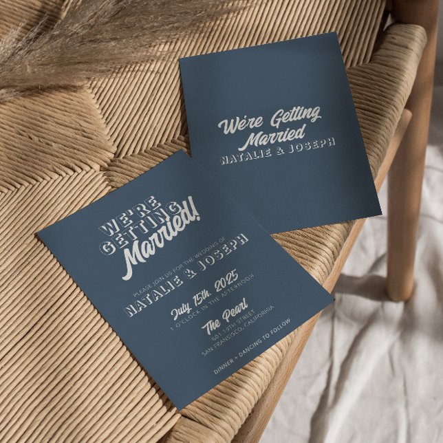 Modern Dusty Blue Bold Whimsical Boho Wedding Einladung (Von Creator hochgeladen)