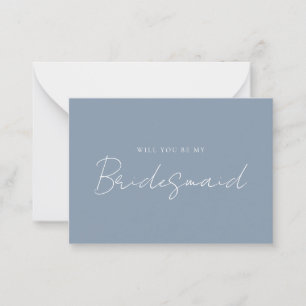 Modern Dusty Blue Bridesmaid Vorschlag Card Mitteilungskarte