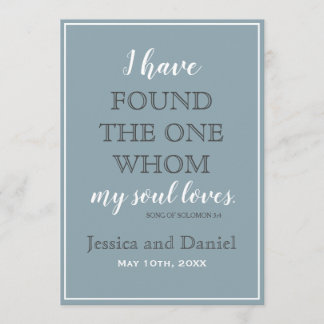 Modern Dusty Blue Charcoal Gray Wedding Einladung