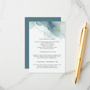 Modern Dusty Blue Elegante Beach Hochzeiten Detail Begleitkarte