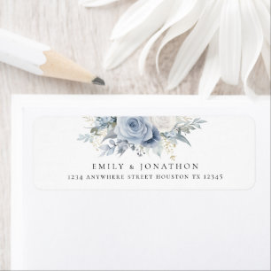 Modern Dusty Blue Florals Rücksendeadresse