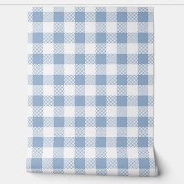Modern Dusty Blue Gingham Karos Tapete