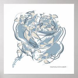 Modern Dusty Blue Gray Rose Blume Bridal Bouquet Poster