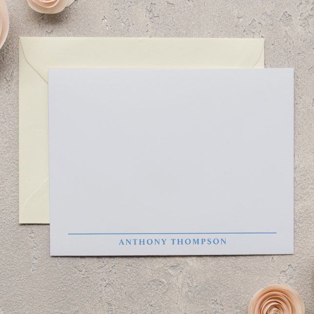 Modern Dusty Blue Line Stationery Mitteilungskarte (Von Creator hochgeladen)