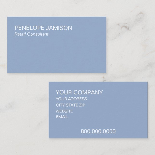 Modern Dusty Blue Minimalistic  Visitenkarte (Vorne/Hinten)