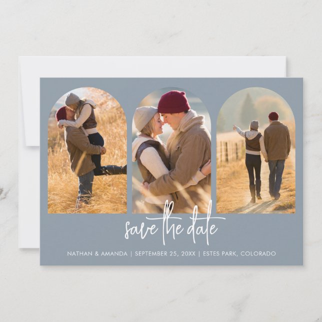 Modern Dusty Blue Save The Date (Vorderseite)
