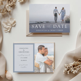 Modern Dusty Blue Save the Date Wedding Feiertagskarte