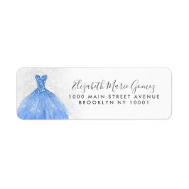 Modern Dusty Blue Silver Glitzer Gown Quinceanera