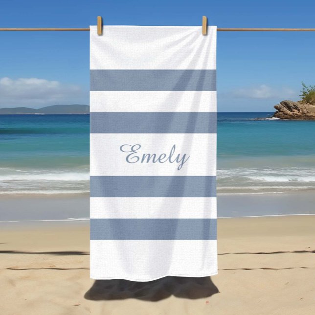 Modern Dusty Blue Striping Strandtuch (Modern Dusty Blue Striped Beach Towel)