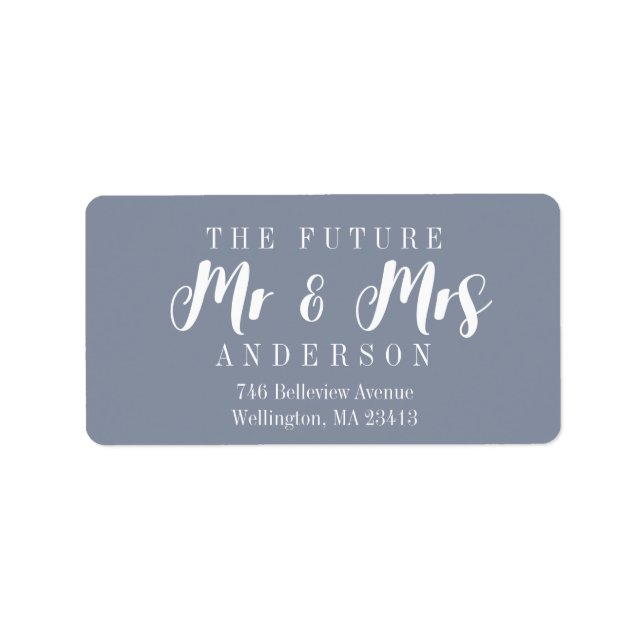 Modern Dusty Blue The Future Mr. und Mrs. Script Adressaufkleber (Vorne)