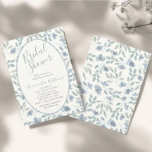 Modern Dusty Blue Watercolor Bridal Shower