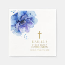Modern Dusty Blue Watercolor Floral Heilige Kommun