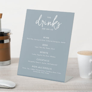 Modern Dusty Blue Wedding Bar Menu Sockelschild