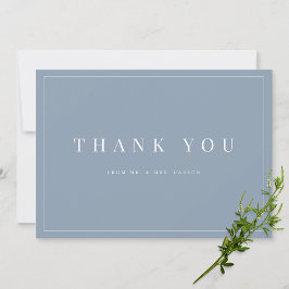 Modern Dusty Blue Wedding Danke Card