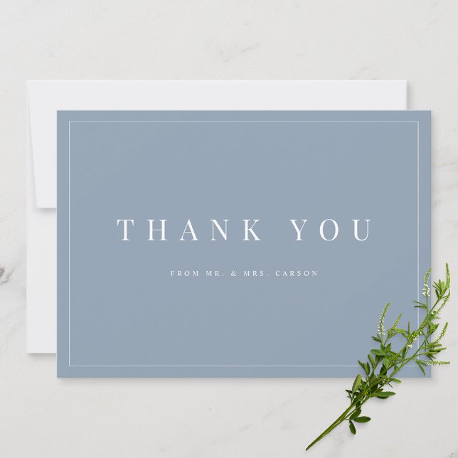 Modern Dusty Blue Wedding Danke Card (Von Creator hochgeladen)