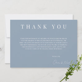 Modern Dusty Blue Wedding Danke Card