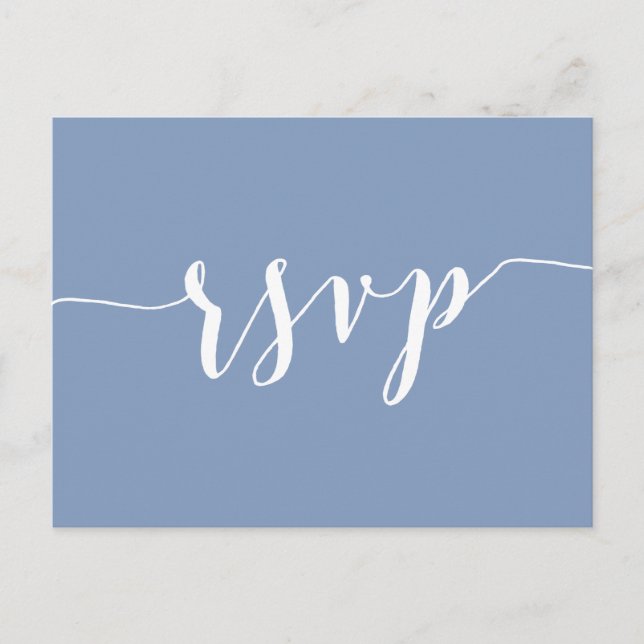 Modern Dusty Blue Wedding RSVP Postcards Einladungspostkarte (Vorderseite)