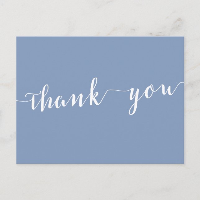 Modern Dusty Blue Wedding Thank You Postcards Postkarte (Vorderseite)
