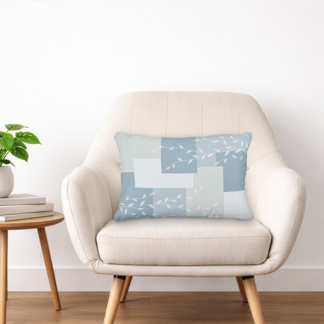 Modern Dusty Blue White Botanical Accent Pillow Dekokissen (Von Creator hochgeladen)