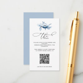 Modern Dusty Floral QR Code Wedding Details Begleitkarte