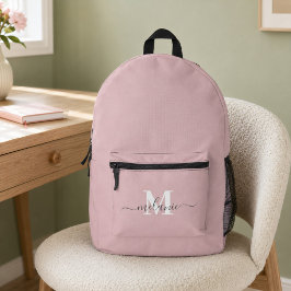 Modern Dusty Pink Custom Monogram Name Bedruckter Rucksack