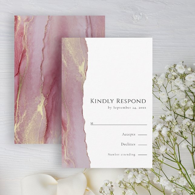 Modern Dusty Pink Mauve UAWG Wedding Response Card RSVP Karte (Von Creator hochgeladen)