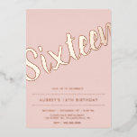 Modern Dusty Pink Rose Gold 16 . Geburtstag Folieneinladung<br><div class="desc">Moderne Rosa Rose Gold 16 . Geburtstag Einladung</div>
