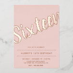 Modern Dusty Pink Rose Gold 16 . Geburtstag Folieneinladung<br><div class="desc">Moderne Rosa Rose Gold 16 . Geburtstag Einladung</div>