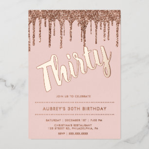 Modern Dusty Pink Rose Gold 30. Geburtstag Folieneinladung
