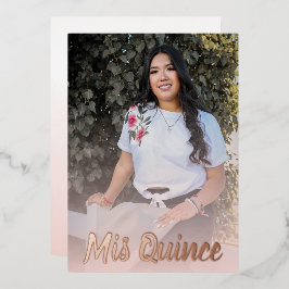 Modern Dusty Pink Rose Gold Quinceanera Folieneinladung