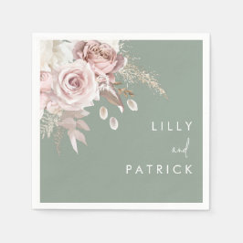 Modern Dusty Rose Blush & Sage Wedding Serviette