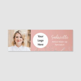 Modern Dusty Rose Botanical Photo Script Namensschild