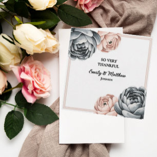 Modern Dusty Rose Designer Danke Karte
