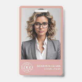 Modern Dusty Rose Personalized Employee Photo Logo Ausweis