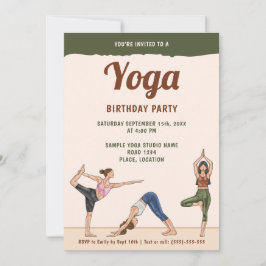 Modern Earthy Boho Yoga Women Birthday Party Einladung