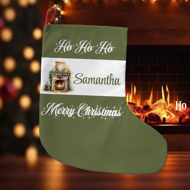 Modern earthy minimalist personalized christmas   großer weihnachtsstrumpf (Modern earthy minimalist personalized christmas stocking

)