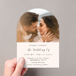 Modern Earthy Neutral Photo Wedding Acryleinladungen